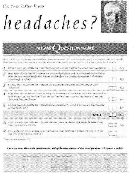midas questionnaire|Development and testing of the Migraine Disability Assessment .